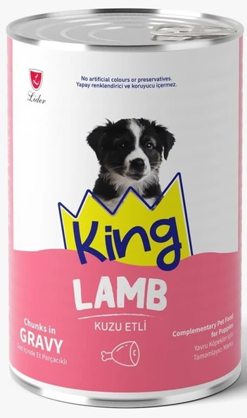 King Et Parçacıklı Kuzu Etli Yavru Köpek Konserve 400 Gr*48 ADET - Resim 2