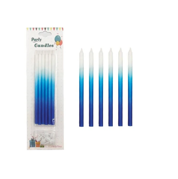 Degrade İnce Mum Mavi 15 cm 6 lı ürün görseli 1