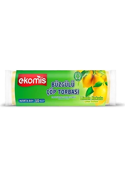Ekomis Limon Kokulu Büzgülü Çöp Torbası Orta Boy 10'lu (1 Paket) ürün görseli 1