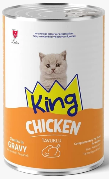 King Et Parçacıklı Tavuklu Yavru Kedi Konserve 400 Gr*48 ADET - Resim 2