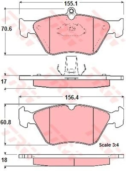 Opel On Fren Balatası Omega B 2,0 Vectra A 2,0 - Trw Gdb1166 ürün görseli