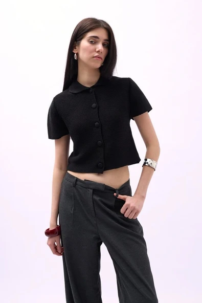 Bebe Yaka Düğmeli Bluz - Resim 2