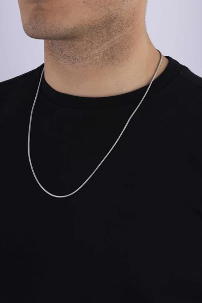 Gümüş Pazarım Silindir Model İtalyan Erkek Çelik Zincir - Resim 2