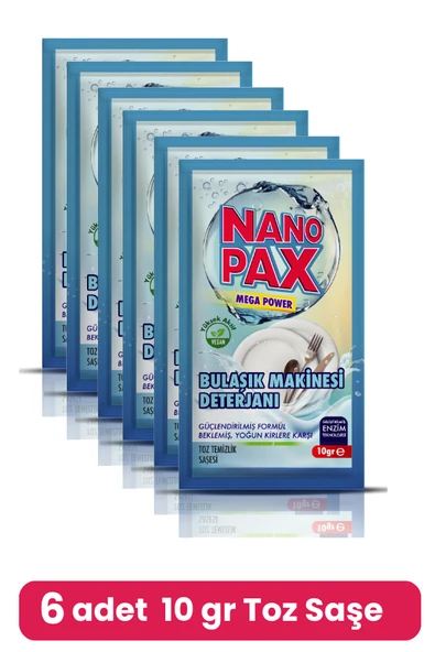 BULAŞIK MAKİNESİ PARLATICILI TOZ DETERJAN 6 X 10GR SAŞE - Resim 2