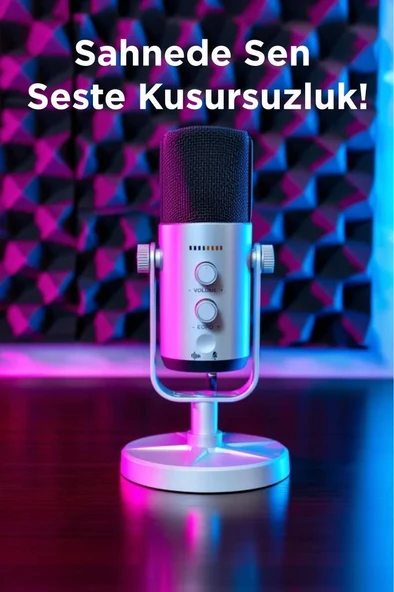 Torima YU7 Beyaz USB/XLR Çift Çıkışlı Podcast, Vokal Kaydı, Oyun İçin Dinamik Mikrofon - Resim 3