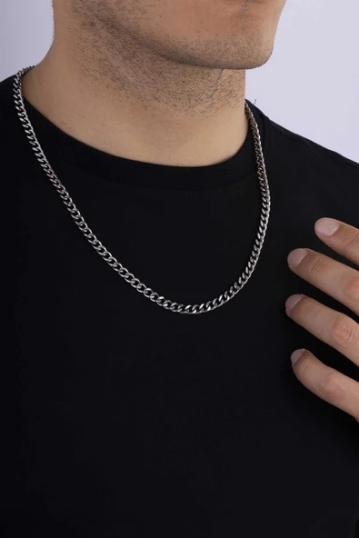 Gümüş Pazarım Oksitli Klasik Gurmet Erkek Çelik Zincir - Resim 2