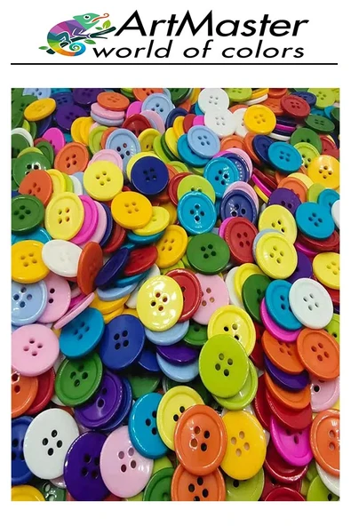 Renkli Ahşap Düğme 60 Adet 1 Paket Sanat Etkinlik Okul Kreş Anasınıfı 1.2cm 50 Adet 2.5cm 10 Adet Süsleme Düğmesi - Resim 2