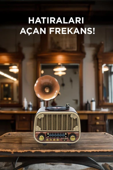 Torima D76 Ahşap Nostaljik Bluetooth Hoparlör – Radyo, USB/TF, AUX, Speaker - Resim 3