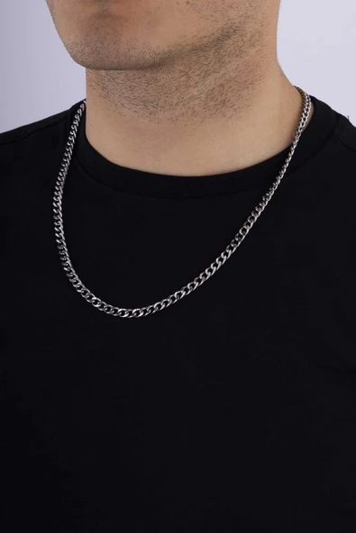Gümüş Pazarım Oksitli Klasik Gurmet Erkek Çelik Zincir - Resim 3
