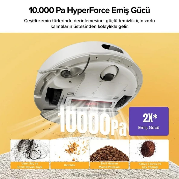 Roborock Q8 Akıllı Robot Süpürge - Beyaz (10.000 Pa HyperForce) - Resim 9