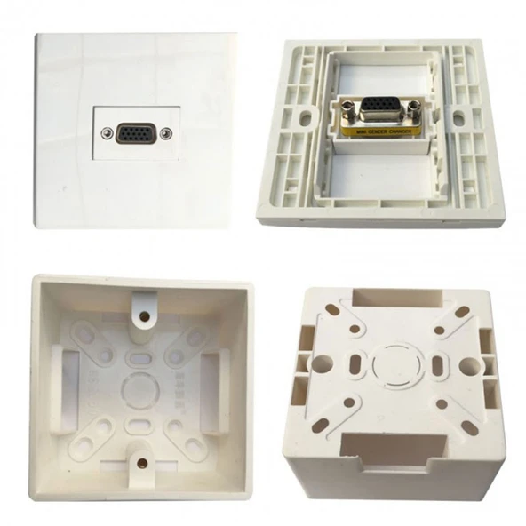 VGA duvar tipi kasalı priz sıva üstü vga priz - Resim 3