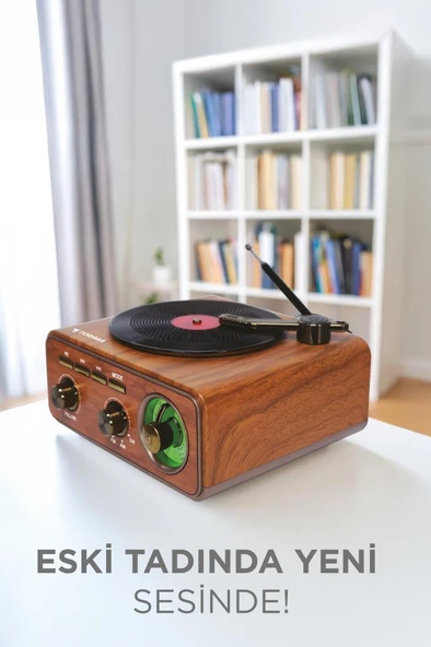 Torima D75 Ahşap Plak Görünümlü Nostalji Kablosuz Speaker / Wireless Hoparlör - Resim 3