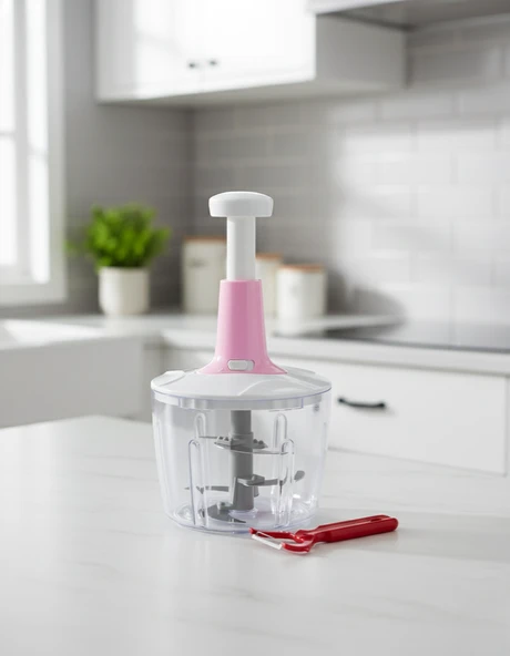 LUDIA 5 Bıçaklı Jumbo El Rondosu Doğrayıcı 2,5 Lt  ve Sebze Meyve Soyacağı Küpe Hediyeli - Resim 2