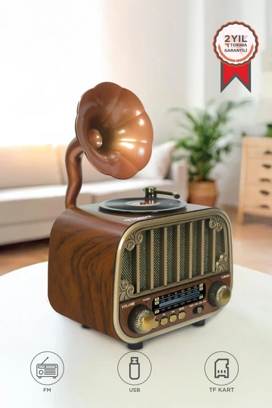 Torima D76 Ahşap Nostaljik Bluetooth Hoparlör – Radyo, USB/TF, AUX, Speaker ürün görseli