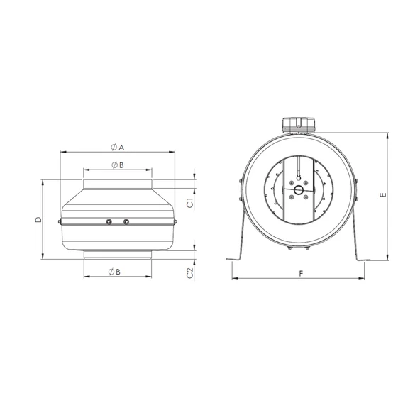 Kanal Tipi Radyal Fanlar Aspiratör Havalandırma Fanı Kirli Hava Tahliye Metal Vantilatör - Resim 6
