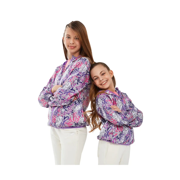 Micro Collection G Full Zip Hoodie Sweatshirt Büyük Kız Çocuk Beyaz Mont SK241063-102 ürün görseli 1