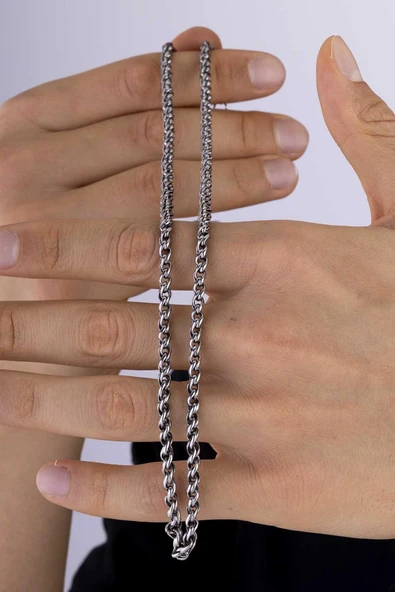 Gümüş Pazarım Sarmal Model Trend Erkek Çelik Zincir - Resim 4