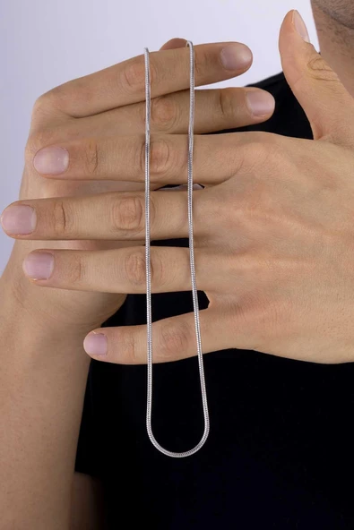 Gümüş Pazarım Silindir Model İtalyan Erkek Çelik Zincir - Resim 4