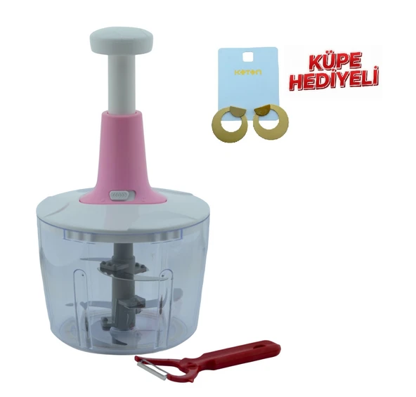 LUDIA 5 Bıçaklı Jumbo El Rondosu Doğrayıcı 2,5 Lt  ve Sebze Meyve Soyacağı Küpe Hediyeli ürün görseli