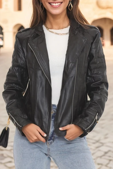 Deri Ceket Siyah - Resim 4