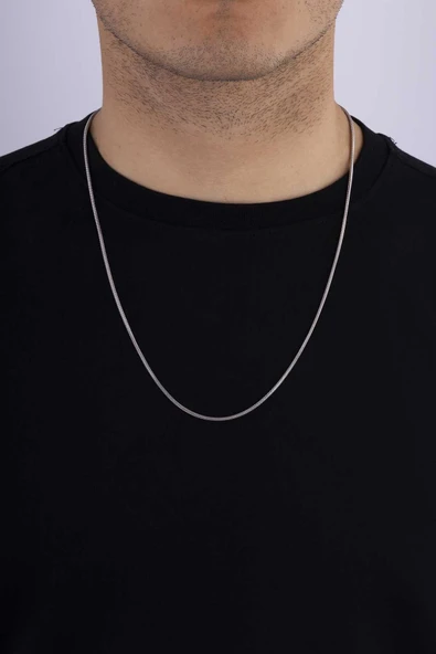 Gümüş Pazarım Silindir Model İtalyan Erkek Çelik Zincir ürün görseli 1