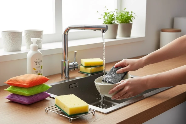 Technow 9 Parça Çok Amaçlı Genel Kullanım Mutfak Bulaşık Süngeri Yıkama Seti - Resim 7