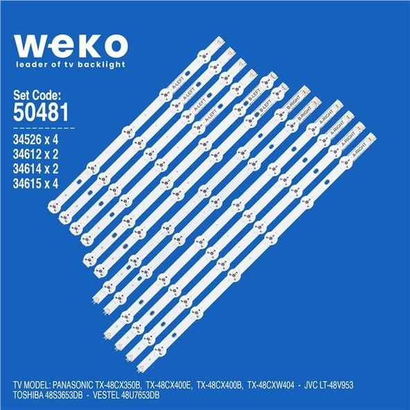 Jvc LT-48V953 48'' İnç 12 Adet Tv Led Bar ( Tvnizin içindeki led barla aynısı olduğunu görmeden almayınız. Led bar ürünlerinde paket açıldığında iade kabul edilmemektedir. ) ürün görseli 1