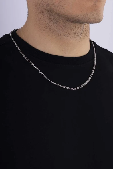 Gümüş Pazarım Klasik Model Standart Kesim Gurmet Erkek Çelik Zincir - Resim 2