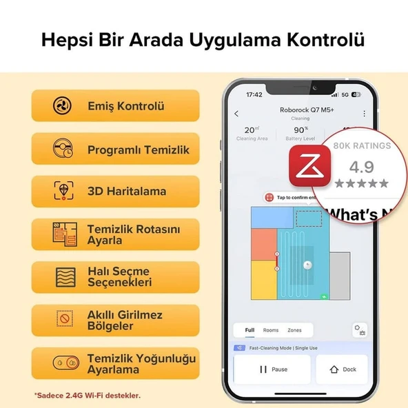 Roborock Q8 Akıllı Robot Süpürge - Beyaz (10.000 Pa HyperForce) - Resim 3