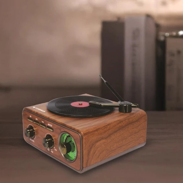Torima D75 Ahşap Plak Görünümlü Nostalji Kablosuz Speaker / Wireless Hoparlör - Resim 4