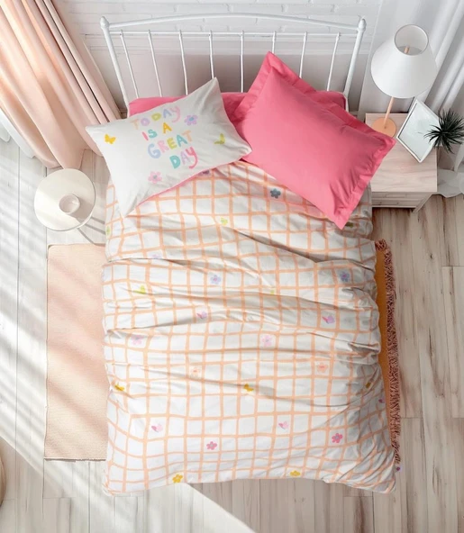 COTTON BOX GENÇ TEK KİŞİLİK NEVRESİM TAKIMI JOURS PEMBE ürün görseli 1