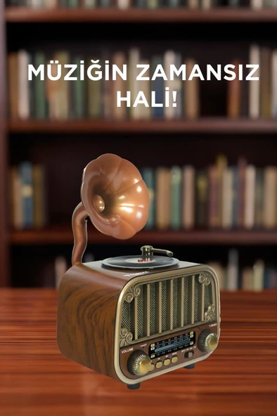 Torima D76 Ahşap Nostaljik Bluetooth Hoparlör – Radyo, USB/TF, AUX, Speaker - Resim 2