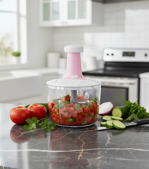 LUDIA 5 Bıçaklı Jumbo El Rondosu Doğrayıcı 2,5 Lt  ve Sebze Meyve Soyacağı Küpe Hediyeli - Resim 5