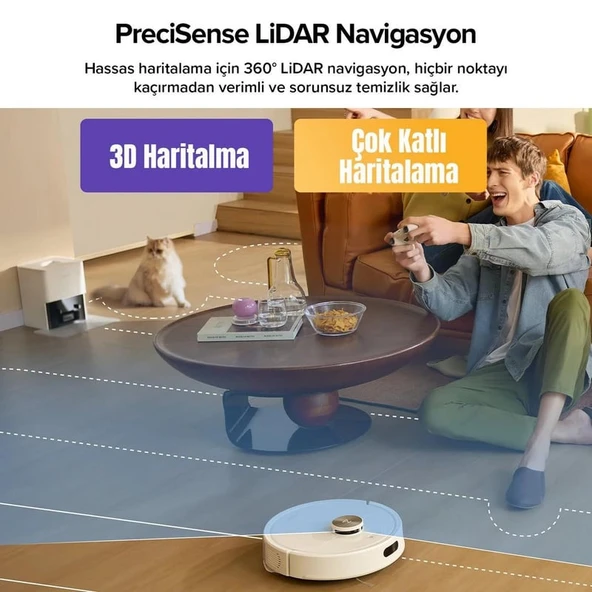 Roborock Q8 Akıllı Robot Süpürge - Beyaz (10.000 Pa HyperForce) - Resim 4