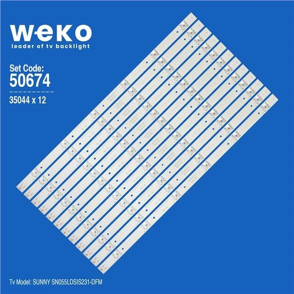 Sunny SN055LDSIS231-DFM 55'' İnç 12 Adet Tv Led Bar ( Tvnizin içindeki led barla aynısı olduğunu görmeden almayınız. Led bar ürünlerinde paket açıldığında iade kabul edilmemektedir. ) ürün görseli