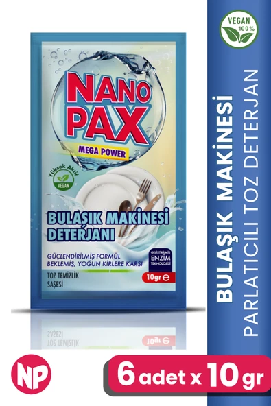 BULAŞIK MAKİNESİ PARLATICILI TOZ DETERJAN 6 X 10GR SAŞE ürün görseli 1