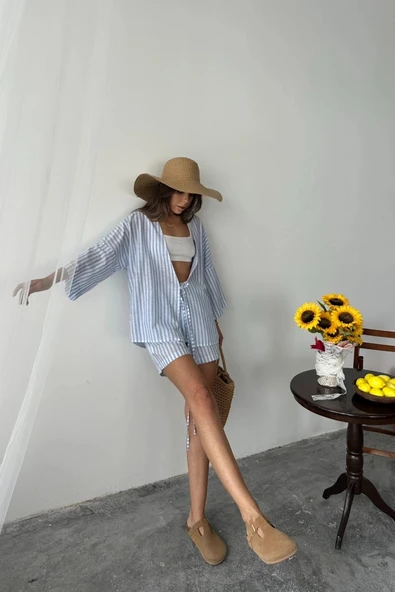 ÇİZGİİ TUNİK ŞORT TAKI  avi ürün görseli