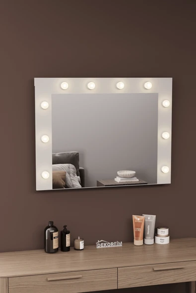 DF06101 Raflı Dekoratif Kulis Işıklı Duvar Aynası Makyaj Aynası ürün görseli 1