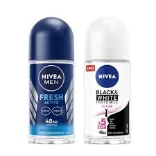 Nivea Men Fresh Active 50 ml Erkek Roll On Deodorant ve Black White Invisible Clear 50 ml Kadın Roll On Deodorant ürün görseli 1