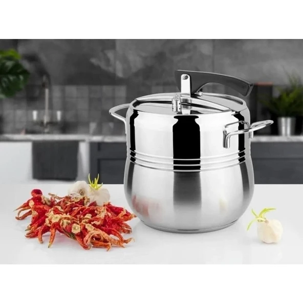 Yonca Lines Silver Kordonlu 14 Lt Düdüklü Tencere Metal Kulp ürün görseli