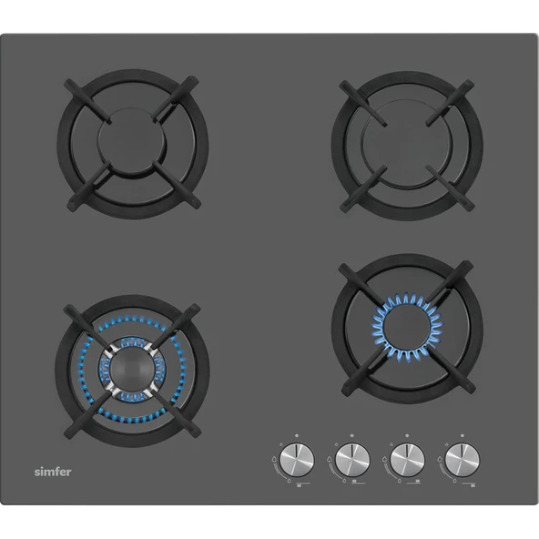 Simfer 3032 Emniyetli 4G Woklu Döküm Izgaralı Setüstü Cam Ocak Doğalgazlı - Resim 2
