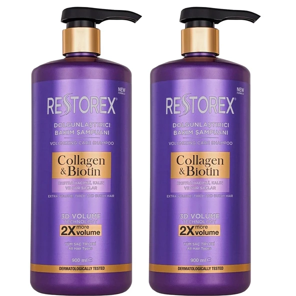 Restorex Collagen Biotin Dolgunlaştırıcı Bakım Şampuanı 900 ml 2 ADET ürün görseli 1