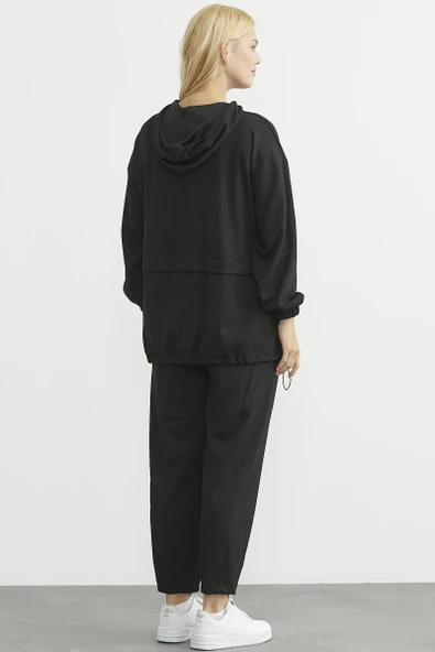 Scuba Oversize Tunik Eşofman Takım - Siyah - Resim 6