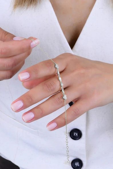 Gümüş rodyumlu zirkon taşlı aşk ve şans bilekliği SGTL12940RODAJ - Resim 3