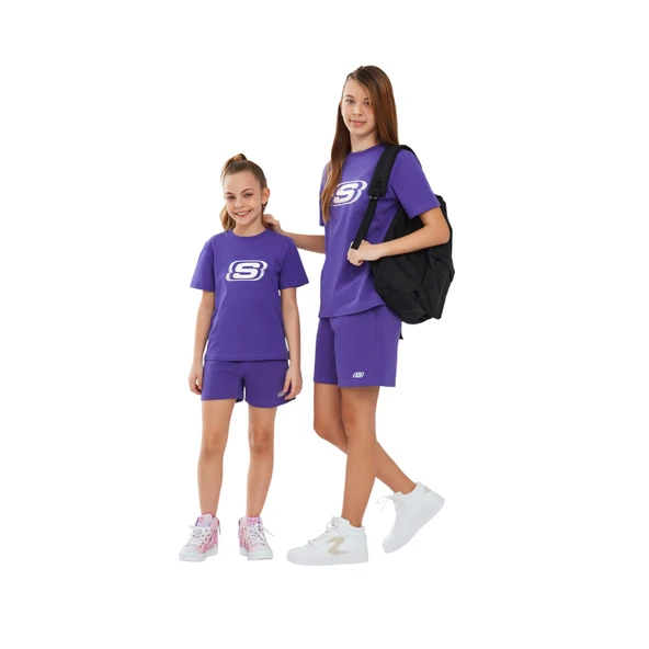 Essential G Short Sleeve T-Shirt Büyük Kız Çocuk Mor Tshirt SK232139-495 - Resim 3