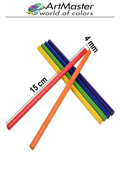Renkli Ahşap İnce Yuvarlak Çubuk 15 cm 30 Lu 1 Paket Hobi Sınıf Tasarım Etkinlik Okul Öncesi Oyun Çubukları - Resim 2