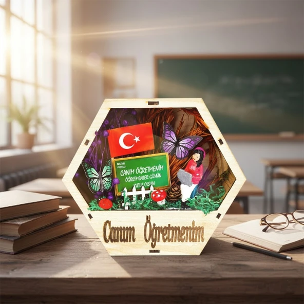 Altıgen Saksı Teraryum - Öğretmenler Günü Hediyesi - Resim 4