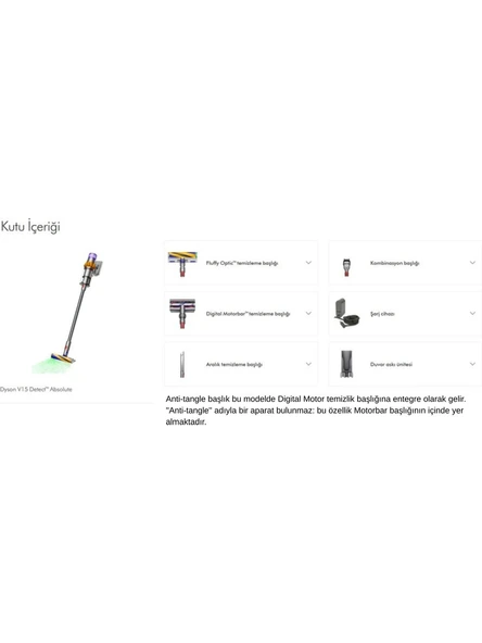 Dyson V15 Detect Absolute Şarjlı Dikey Süpürge (Dyson Türkiye Garantli) - Resim 6