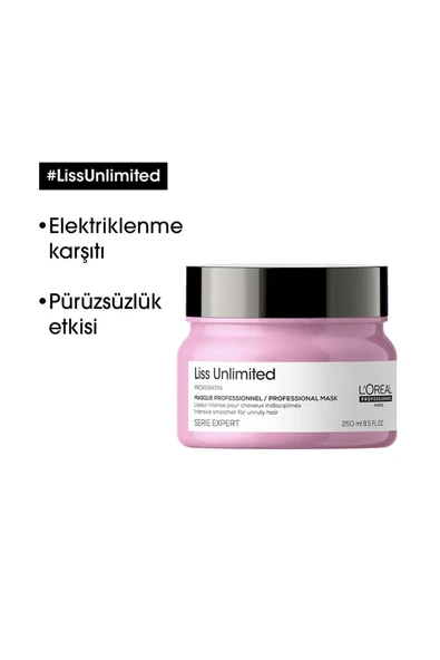 Expert Liss Unlimited Elektriklenme Karşıtı ve Yumuşaklık Veren Maske 250ml - Resim 3