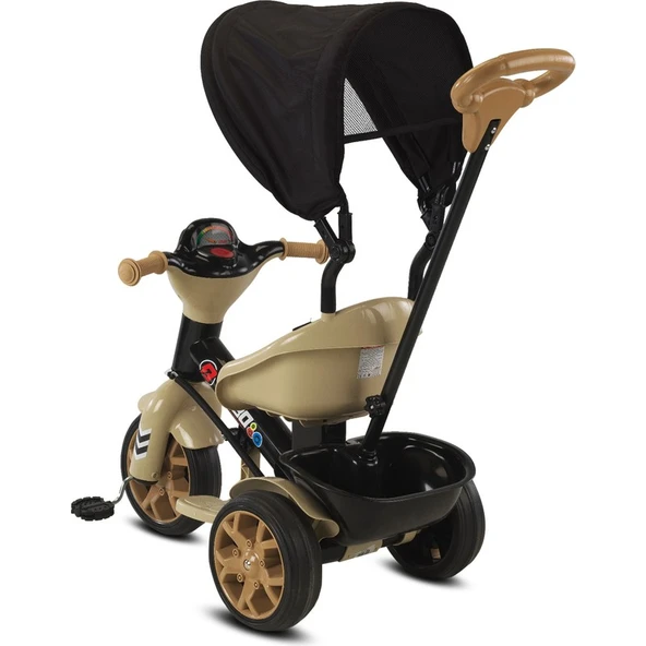 Babyhope 121 Bobo Üç Tekerlekli Ebeveyn Kontrollü Bisiklet Çocuk Bisikleti Kahverengi - Resim 3